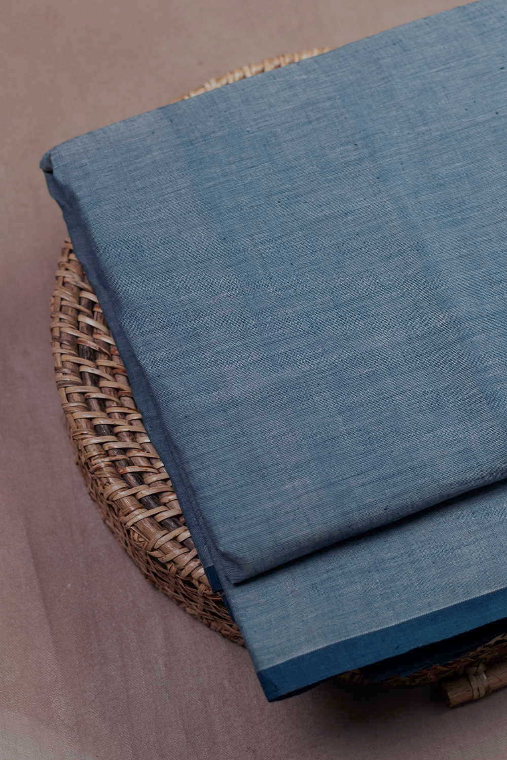 Mild Blue Handspun Cotton Fabric - 1m