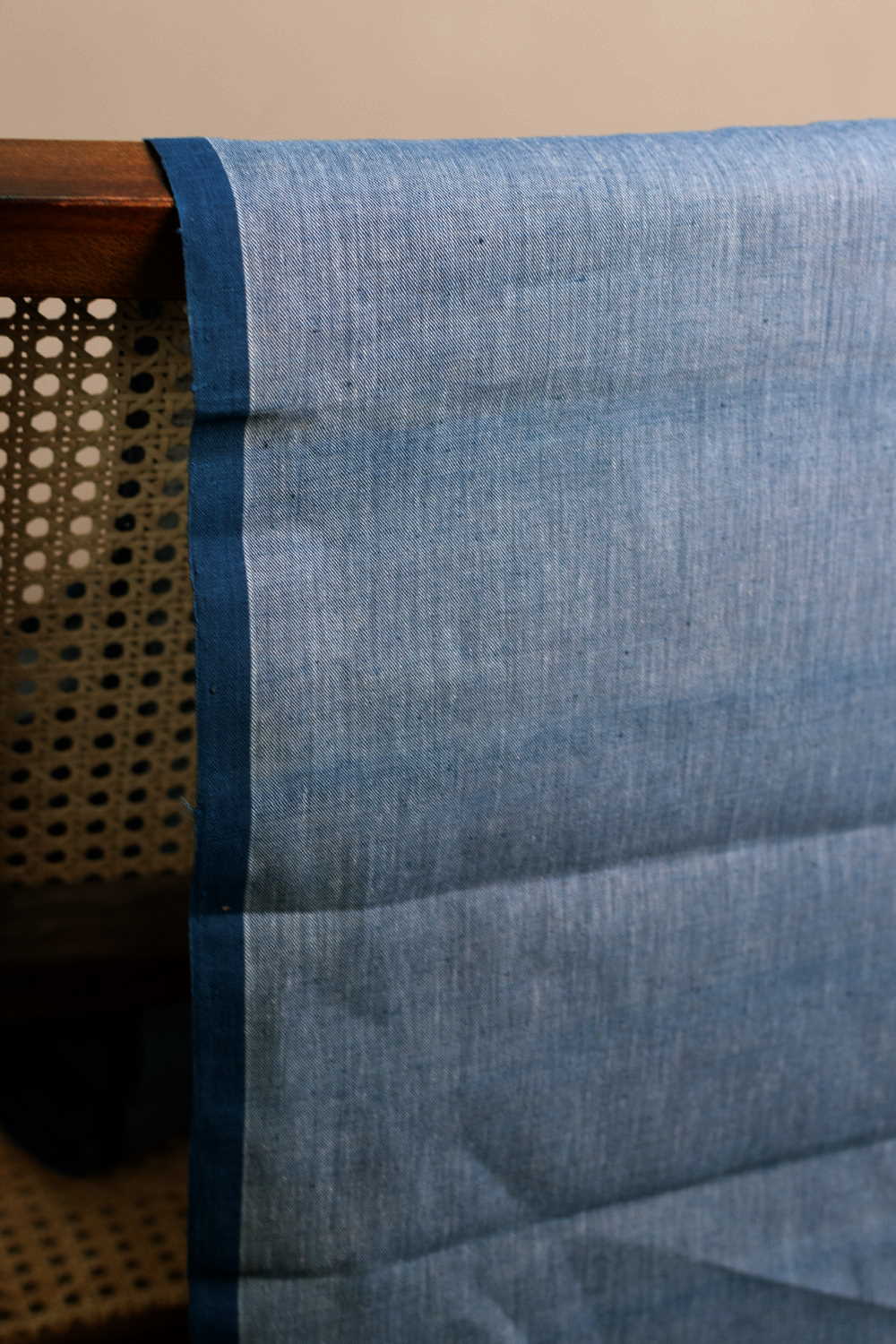 Mild Blue Handspun Cotton Fabric - 1m - Image 2