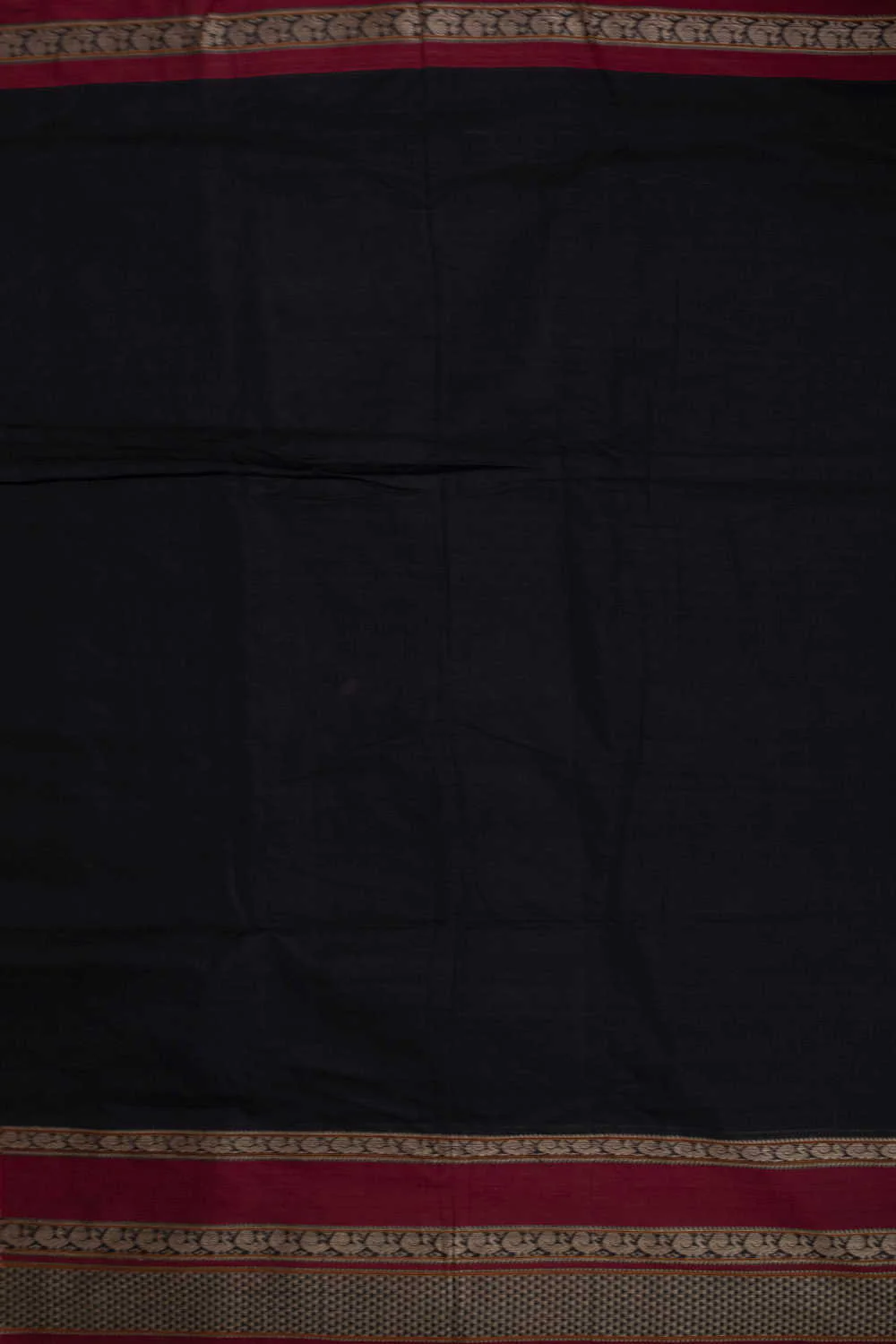 Black Narayanpet Border Cotton Fabric - Image 4