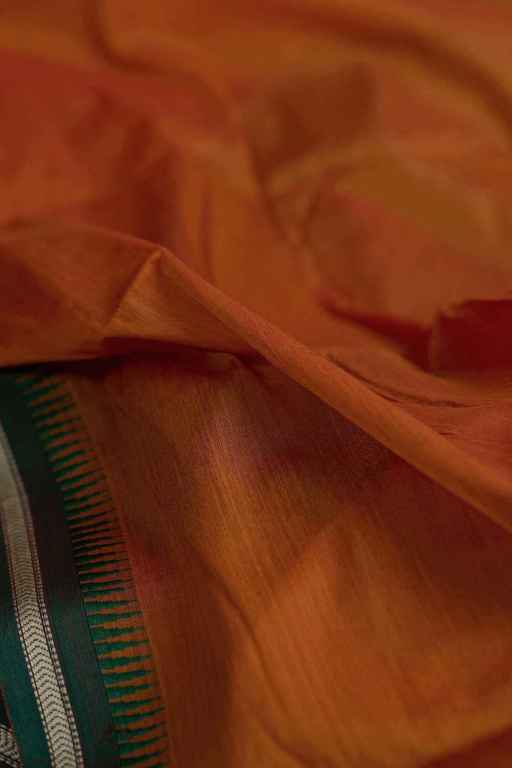 Dark Orange Narayanpet Cotton Fabric - Image 3
