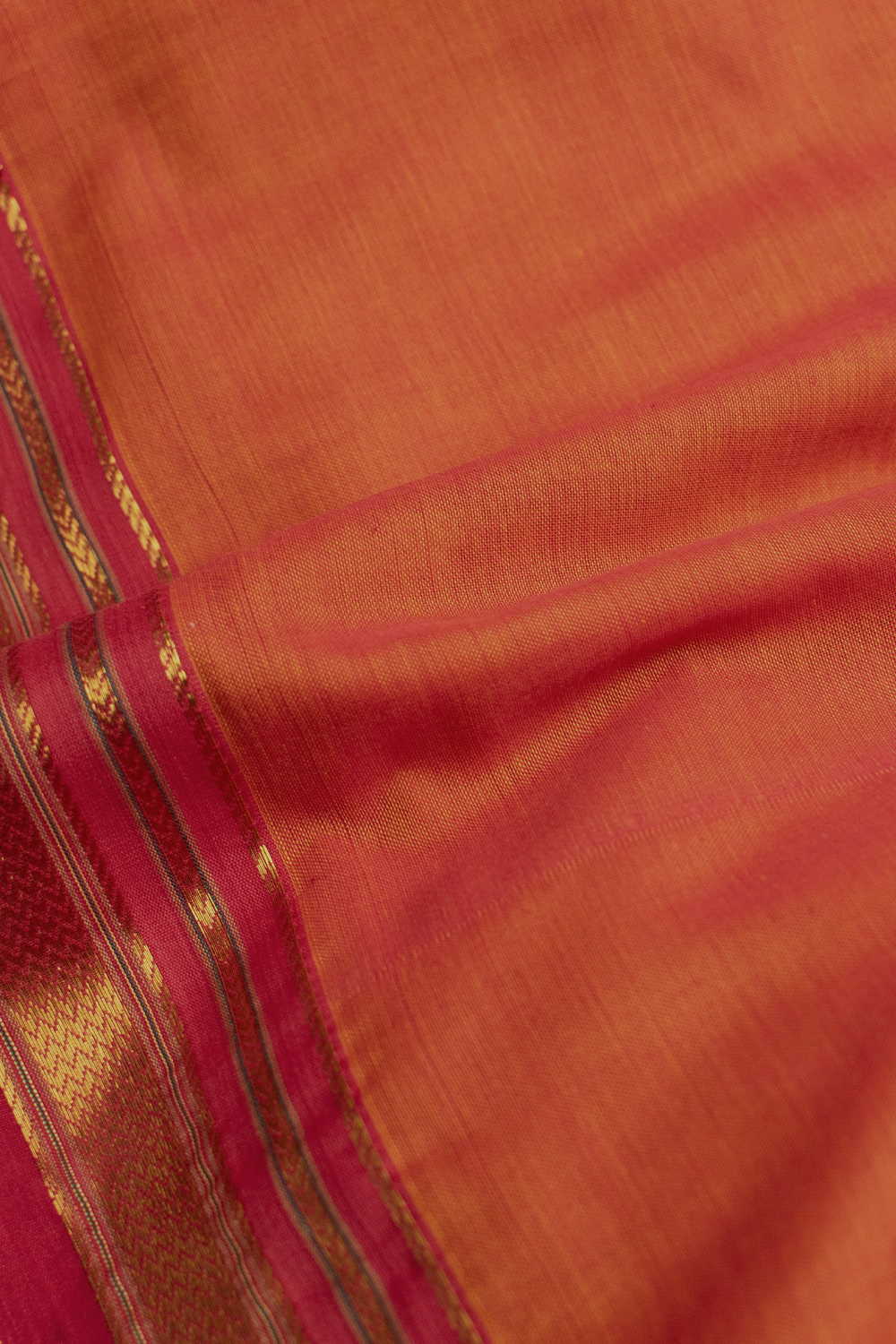 Bright Orange Narayanpet Cotton Fabric - Image 3
