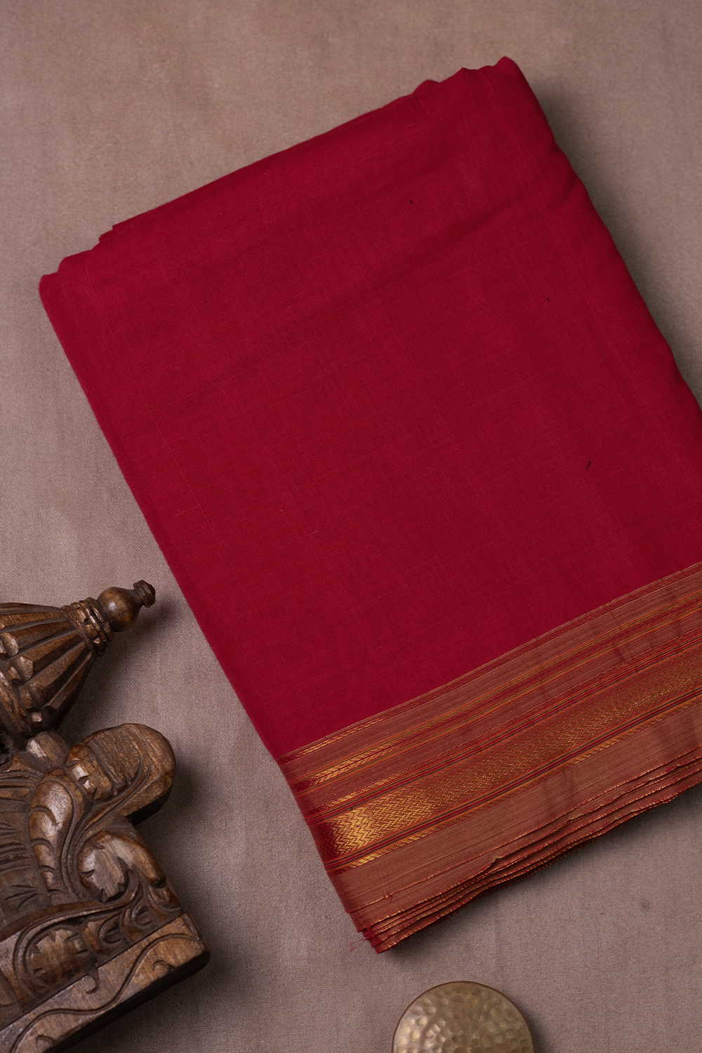 Bright Red Narayanpet Cotton Fabric