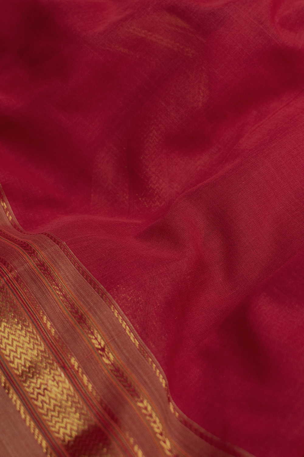 Bright Red Narayanpet Cotton Fabric - Image 3