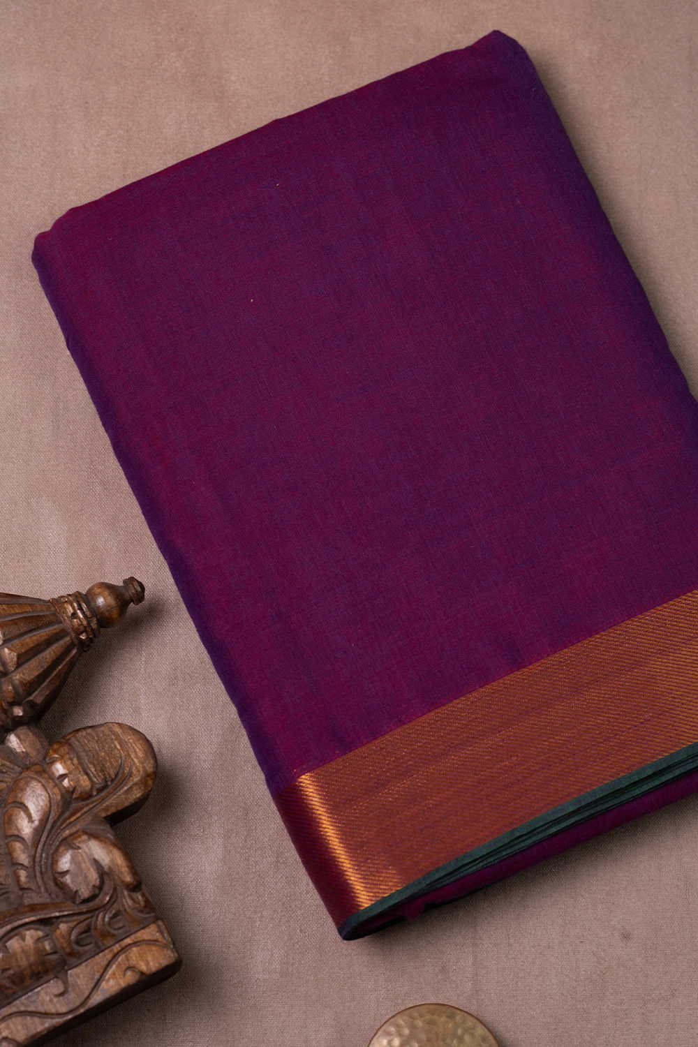 Gold Zari - Purple Narayanpet Cotton Fabric