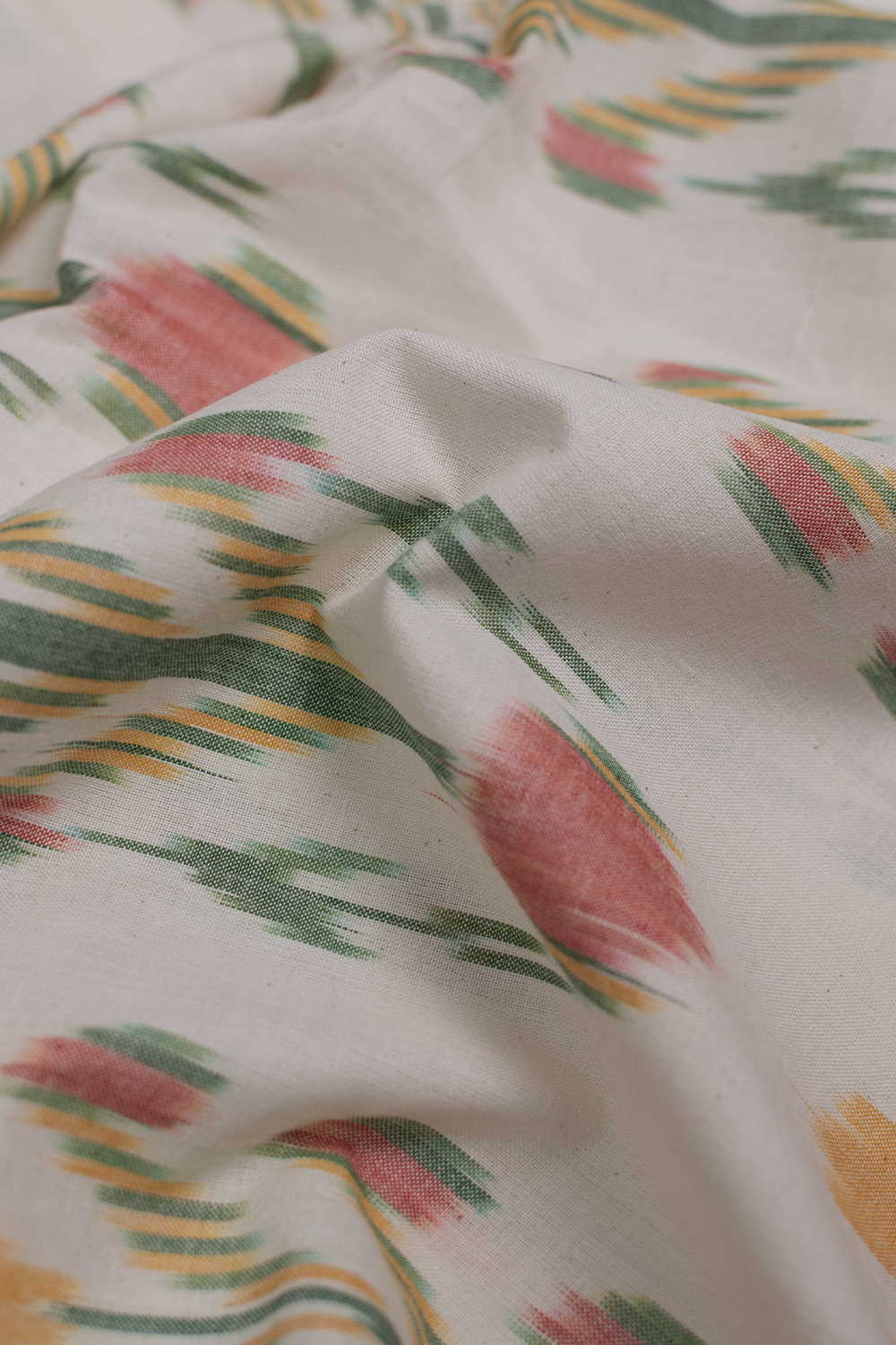 Off-White with Big Motifs Ikat Cotton Fabric - 1m - Image 3