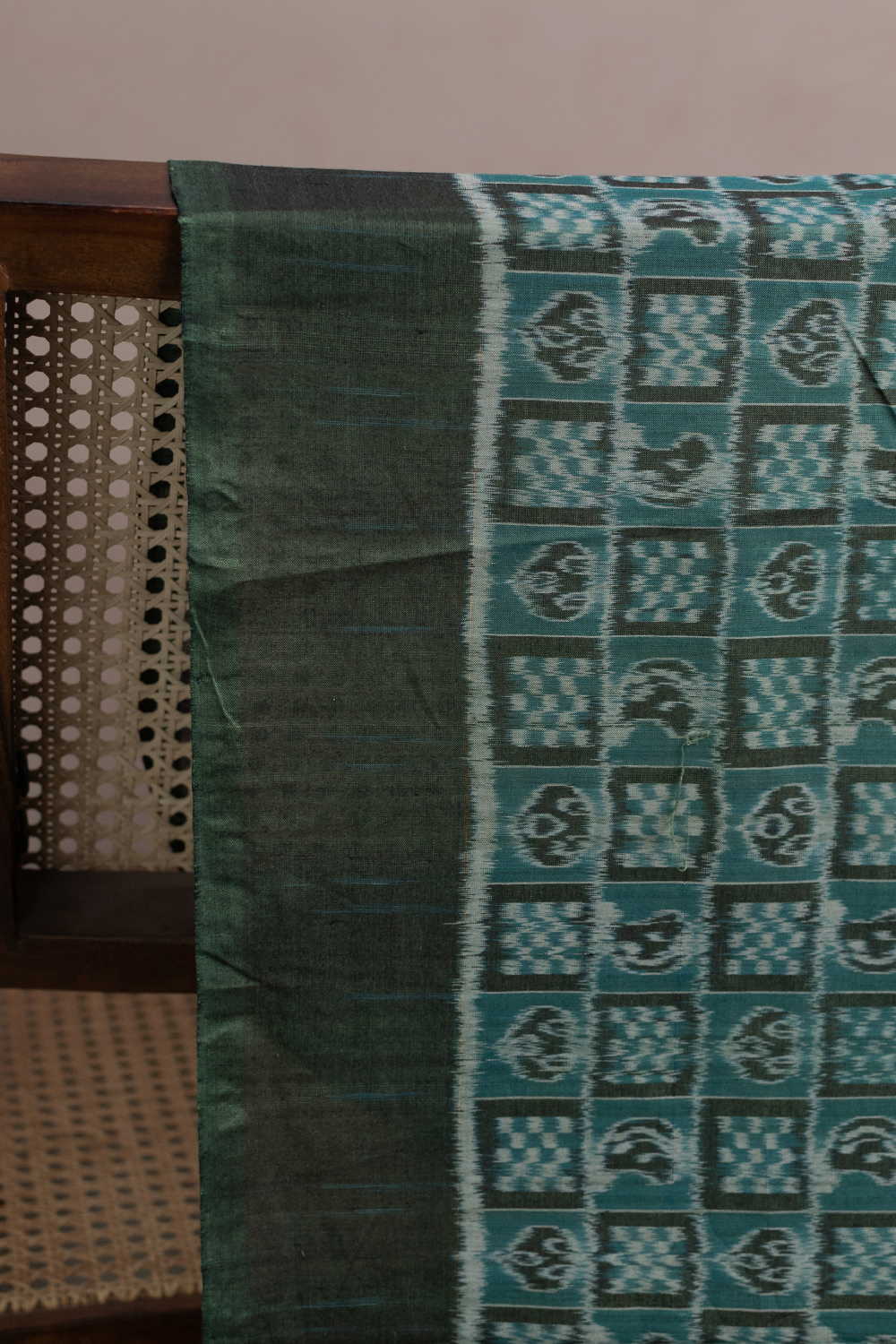 Pickle Green Orissa Ikat Cotton Fabric - Image 2