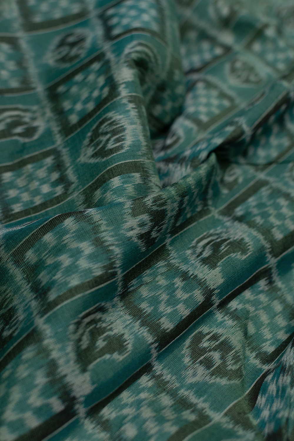 Pickle Green Orissa Ikat Cotton Fabric - Image 3