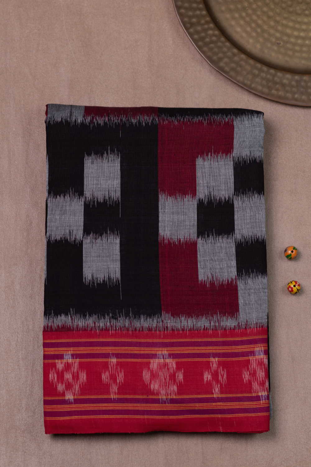 Box Patterned Orissa Ikat Cotton saree
