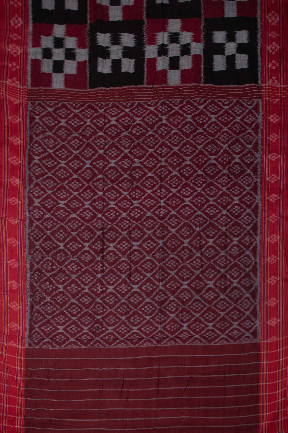 Box Patterned Orissa Ikat Cotton saree - Image 2