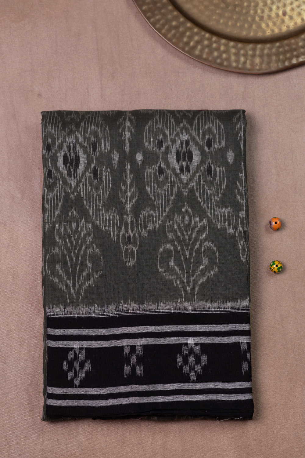 Pine Green Orissa Ikat Cotton saree