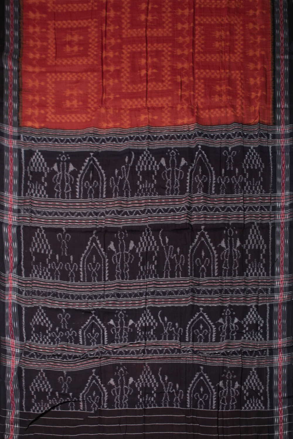 Classic Red Orissa Ikat Cotton saree - Image 2
