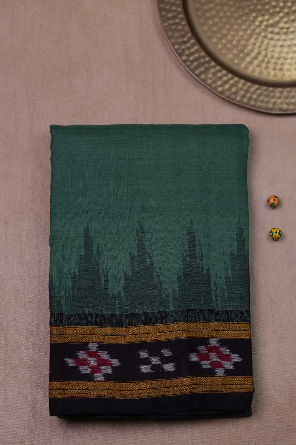 Pickle Green Orissa Ikat Cotton saree