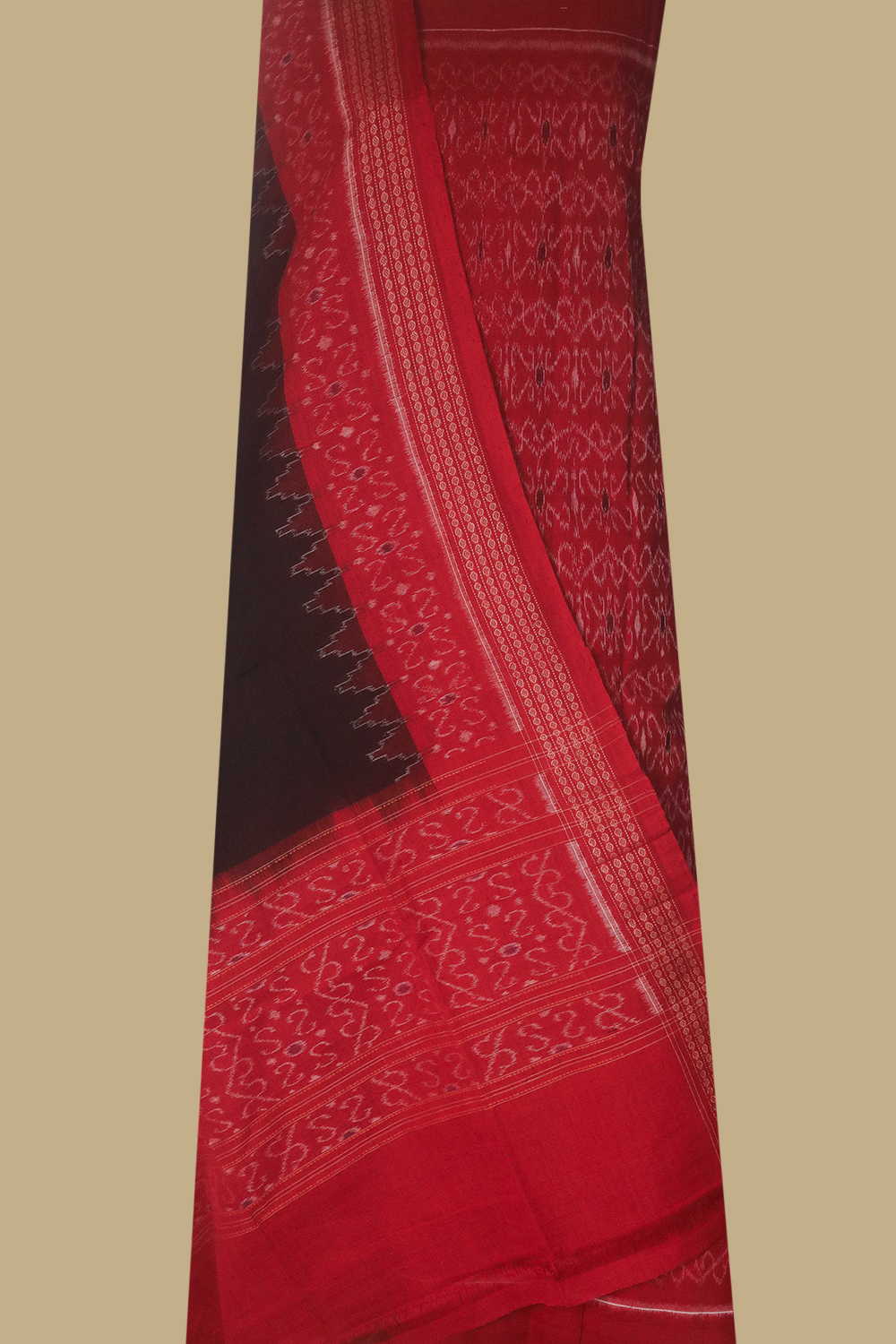 Scarlet red Orissa Ikat Cotton Suit
