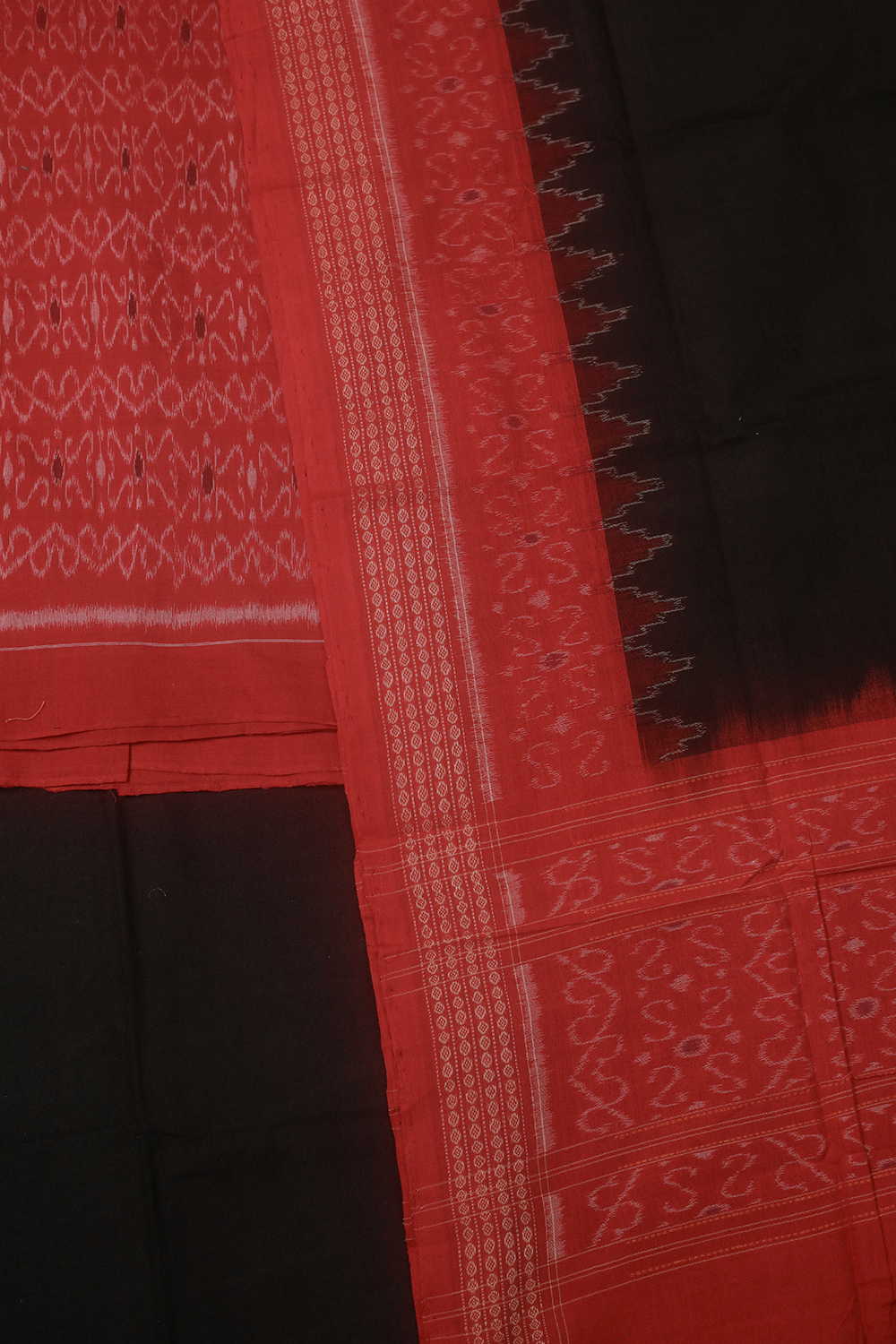 Scarlet red Orissa Ikat Cotton Suit - Image 3