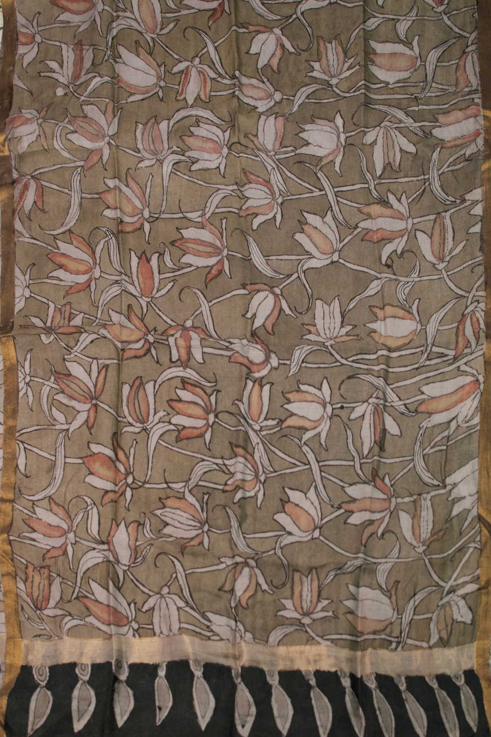 Lotus Vein - Painted kalamkari Silk Cotton Dupatta - Image 3