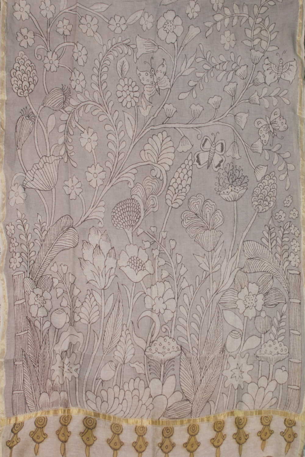 Bloom Cascade Painted kalamkari Silk Cotton Dupatta - Image 3