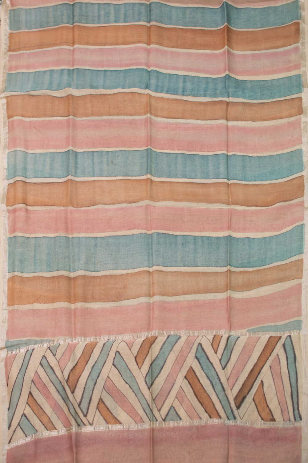 Pastel Lines - Painted kalamkari Silk Cotton Dupatta - Image 2