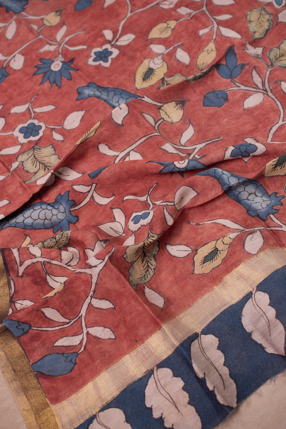 Maroon Painted kalamkari Silk Cotton Dupatta - Image 2