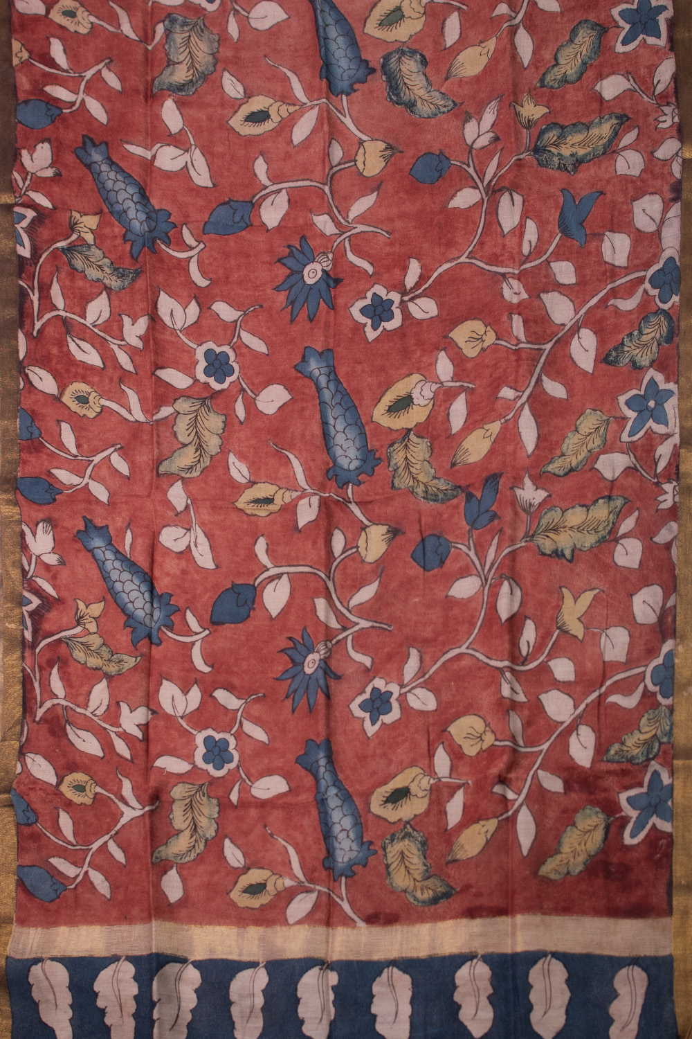 Maroon Painted kalamkari Silk Cotton Dupatta - Image 3