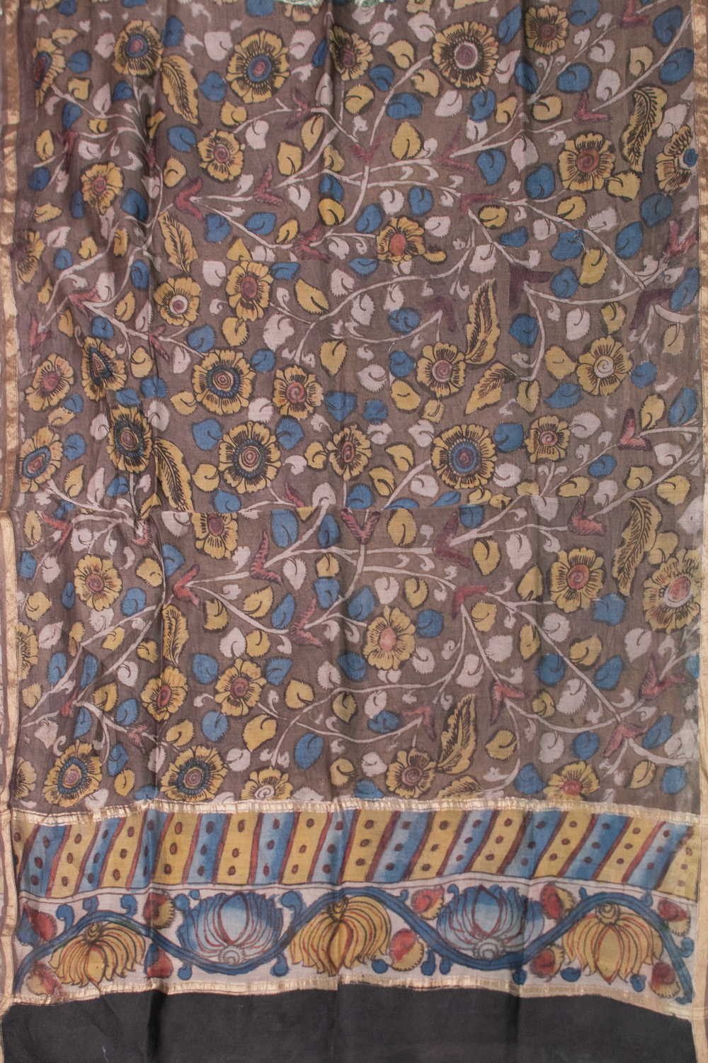 Vine Whisper Painted kalamkari Silk Cotton Dupatta - Image 3