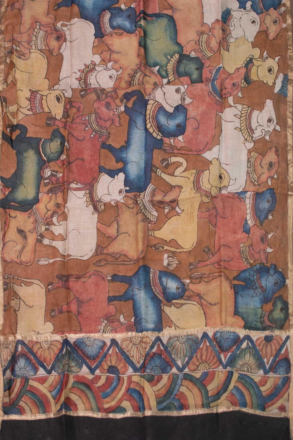 Heritage Herd - Painted kalamkari Silk Cotton Dupatta - Image 3