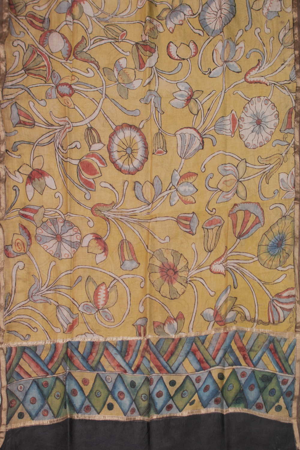 Bloom & Vine Painted kalamkari Silk Cotton Dupatta - Image 3