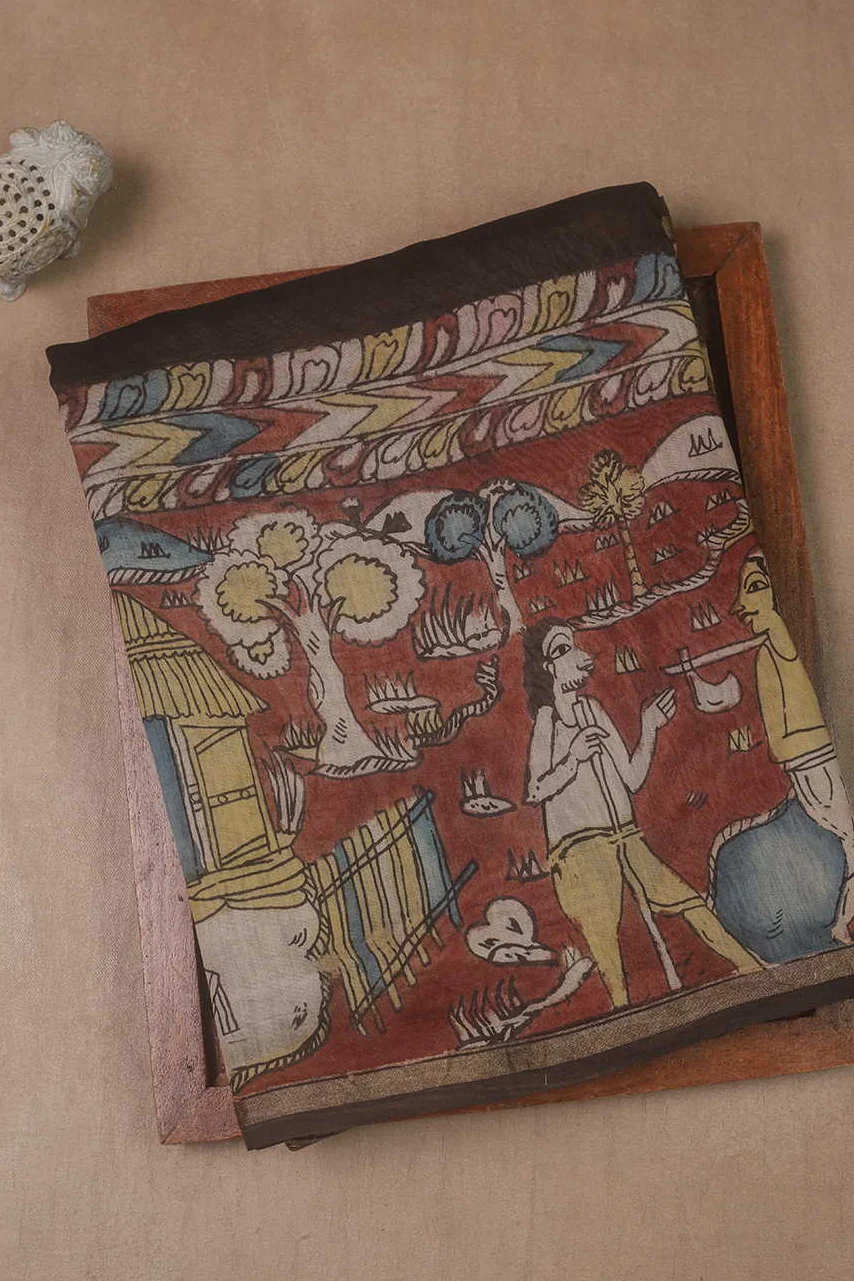 Hertiage Kalamkari Pallun Design Silk Cotton saree