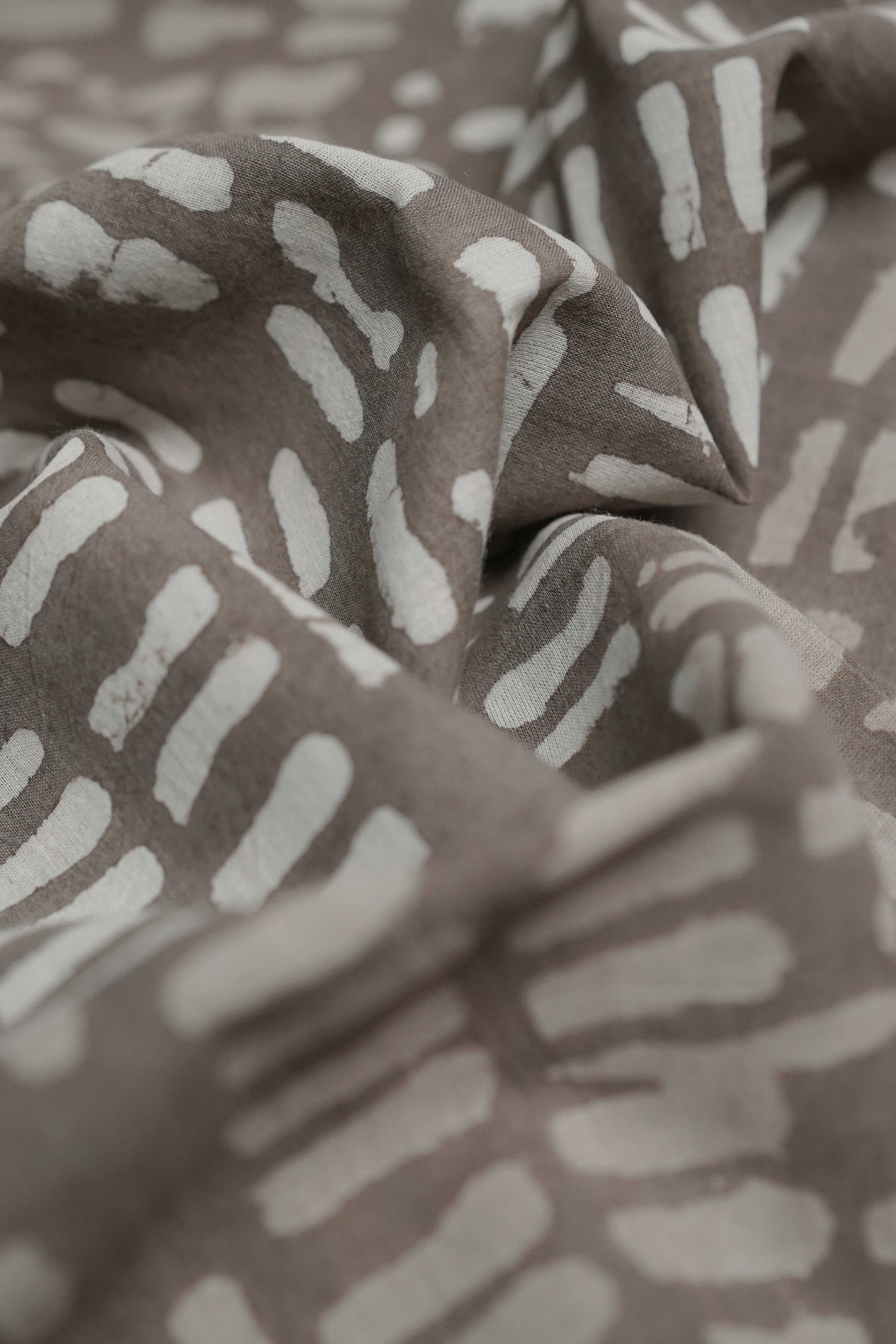 Patterned on Grey Dabu Cotton Fabric- 0.55 m - Image 3