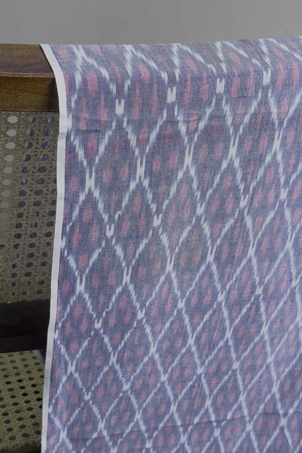 Patterned on Mercerized Purple Ikat Cotton Fabric0.9 m - Image 2