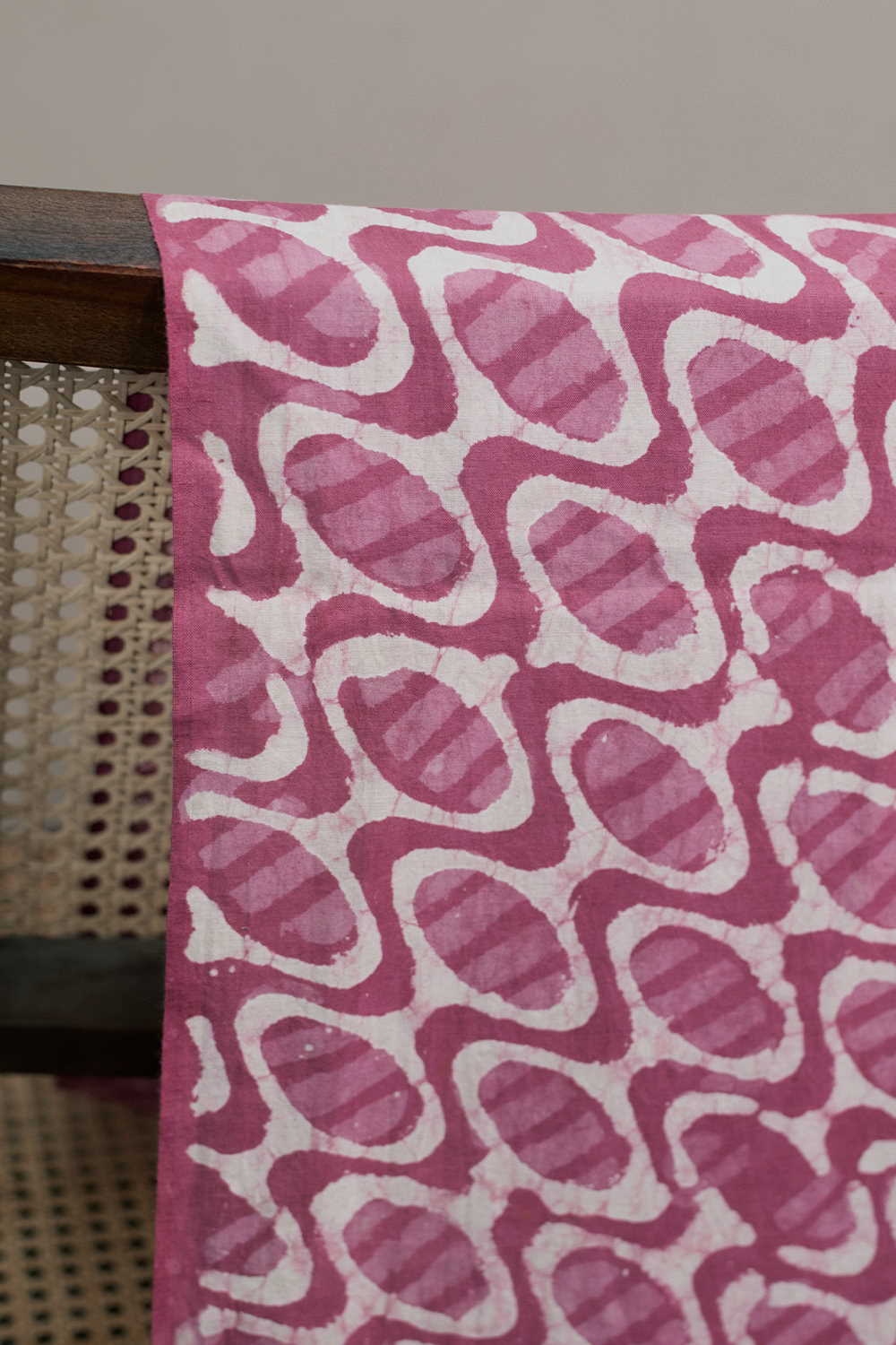 Patterned on Pink Dabu Cotton Fabric-1.35 m