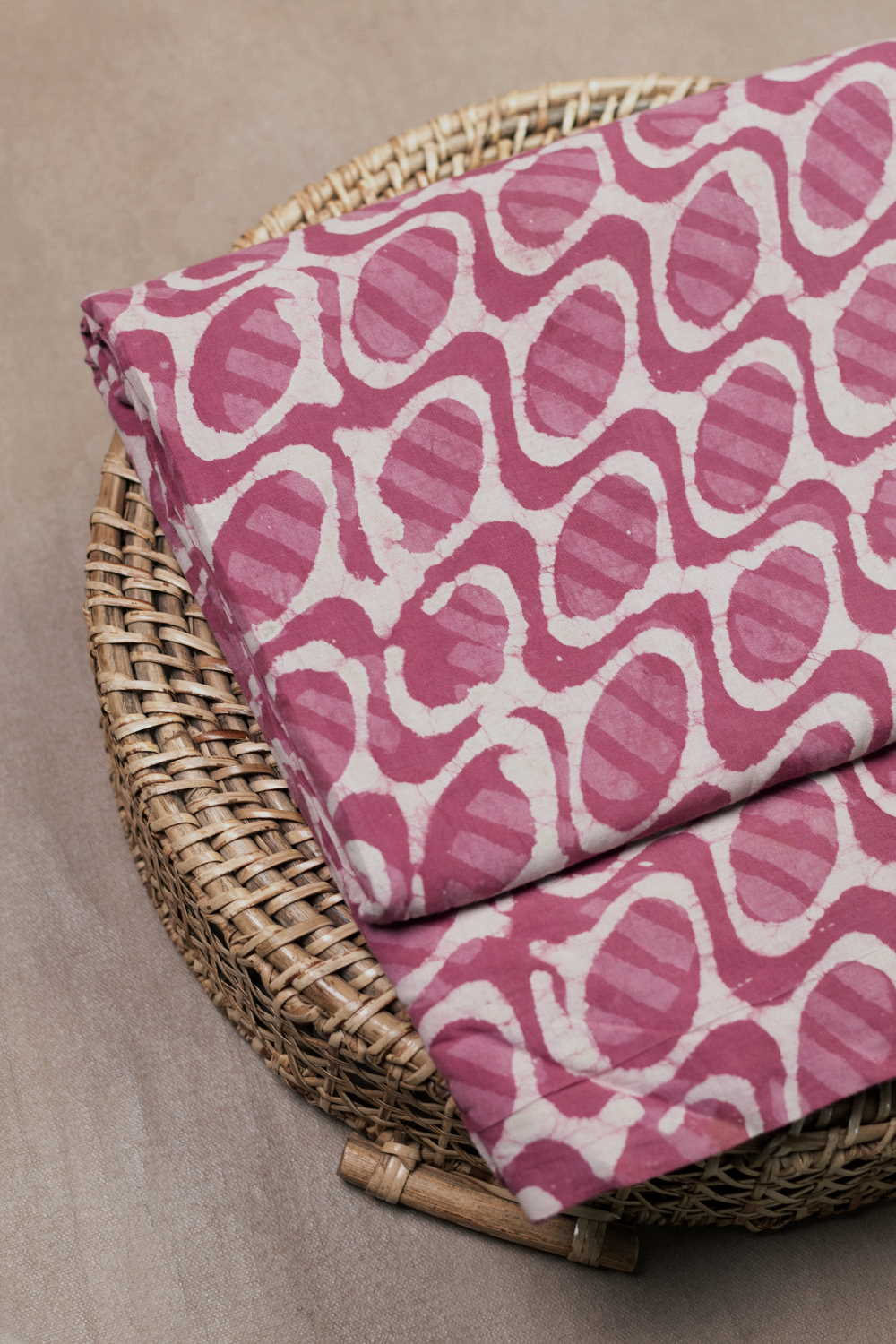 Patterned on Pink Dabu Cotton Fabric-1.35 m - Image 3