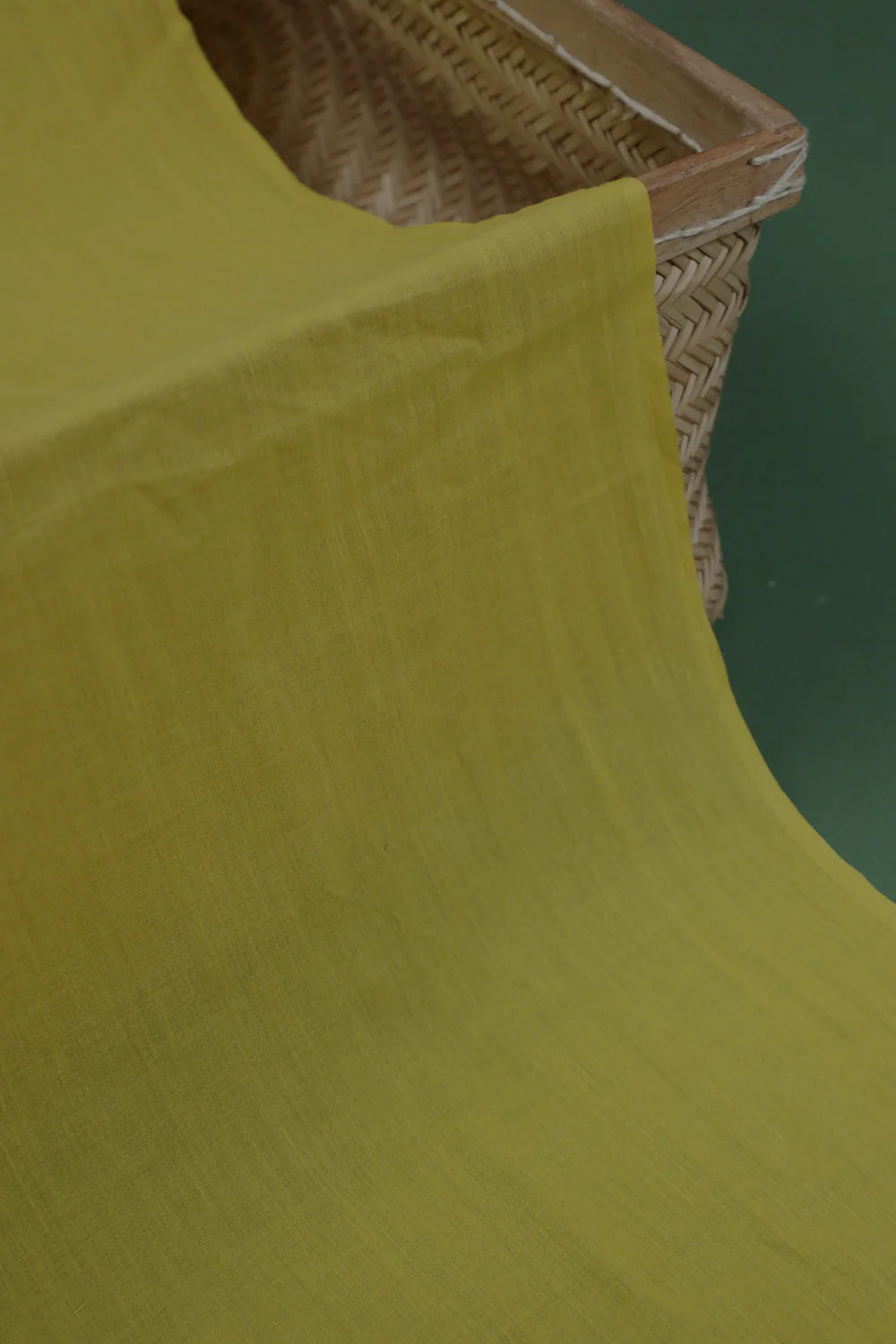 Plain Yellow Mul Cotton Fabric - Image 3