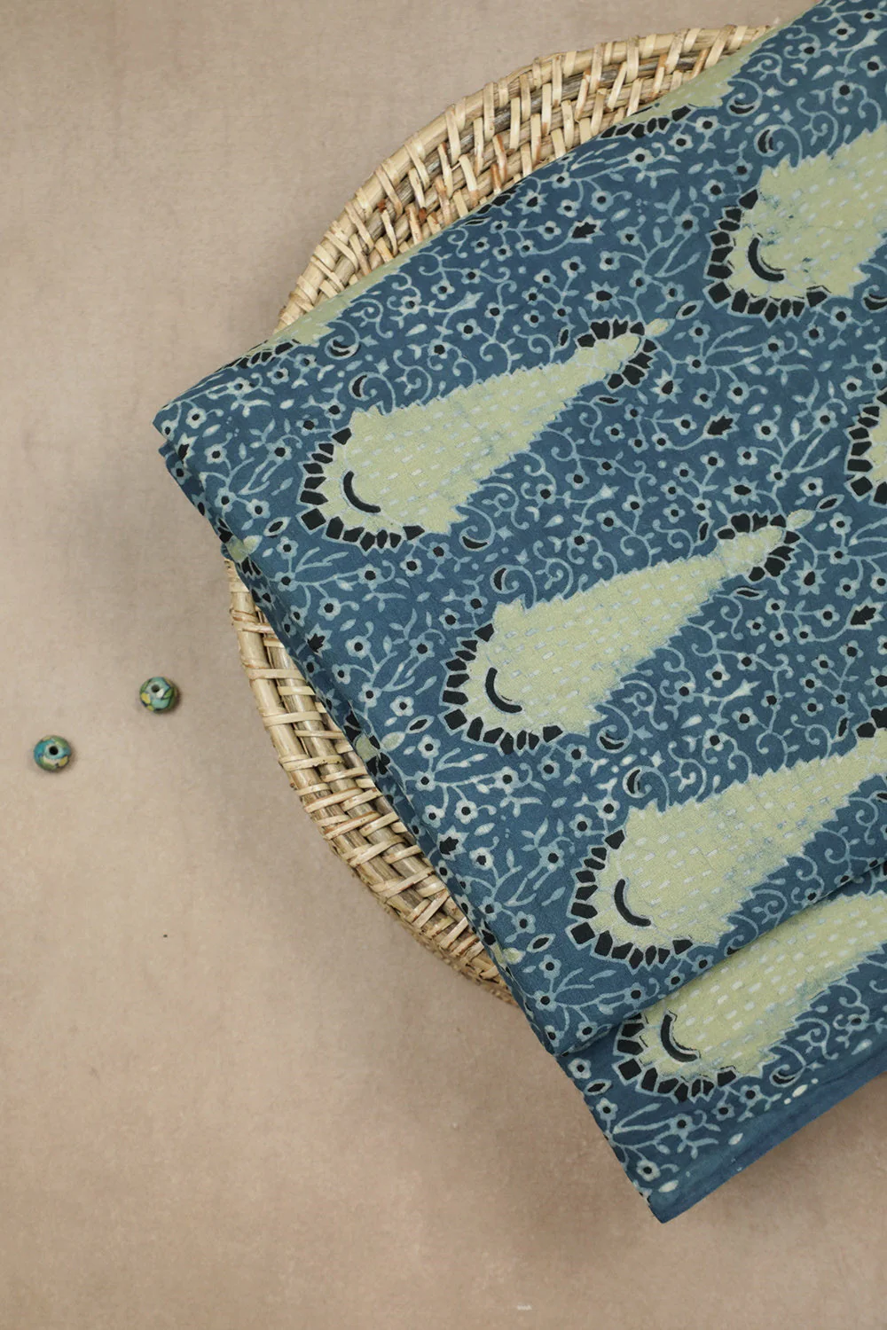 Indigo Ajrak Cotton Fabric - 1.1m