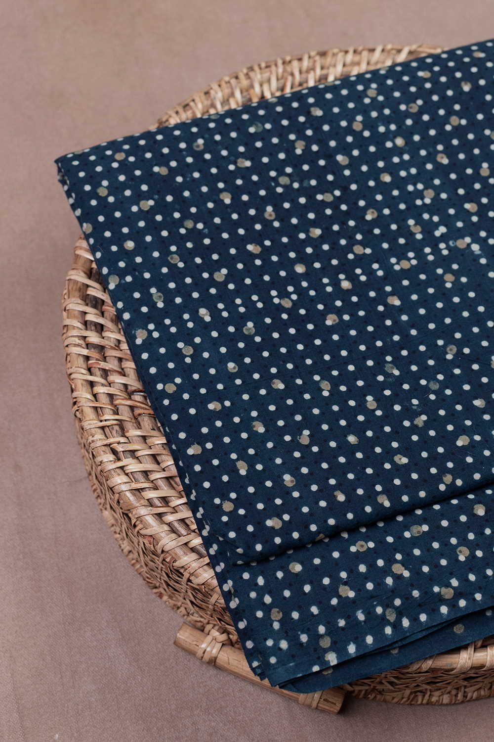 Dots - Indigo Ajrak Cotton Fabric - 0.6m