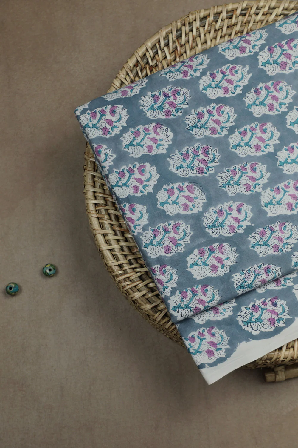 Baby Grey Sanganeri Cotton Fabric -0.8