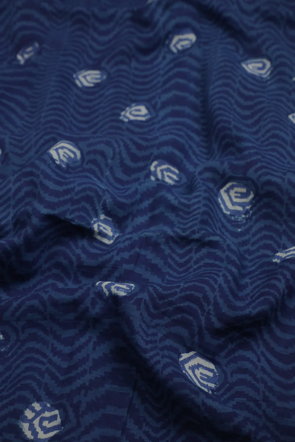 Patterned on Indigo Block Printed Cotton Fabric - 0.5m - Image 3