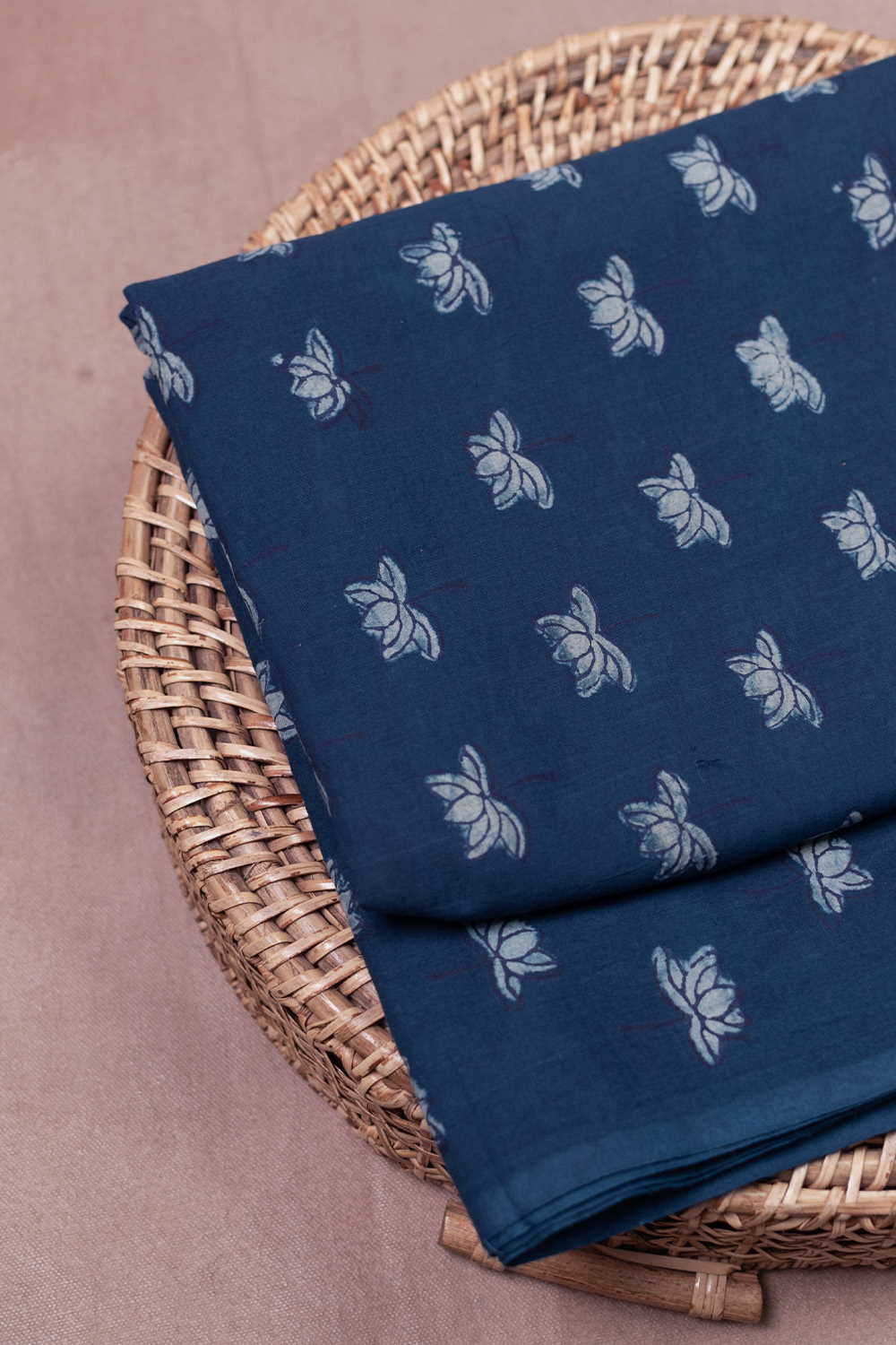 Indigo Lotus Dabu Cotton Fabric-0.8m - Image 2