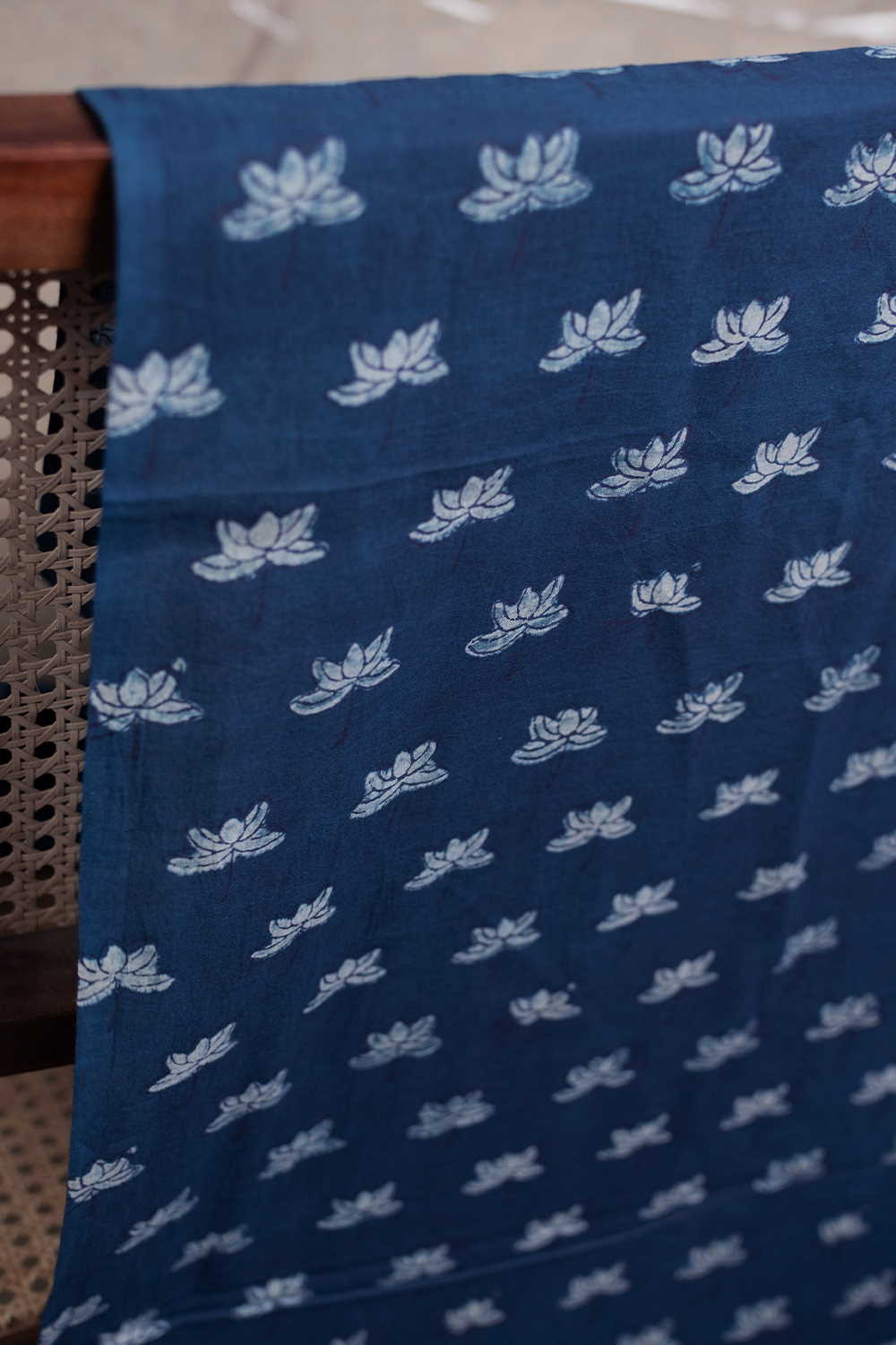Indigo Lotus Dabu Cotton Fabric-0.9 m