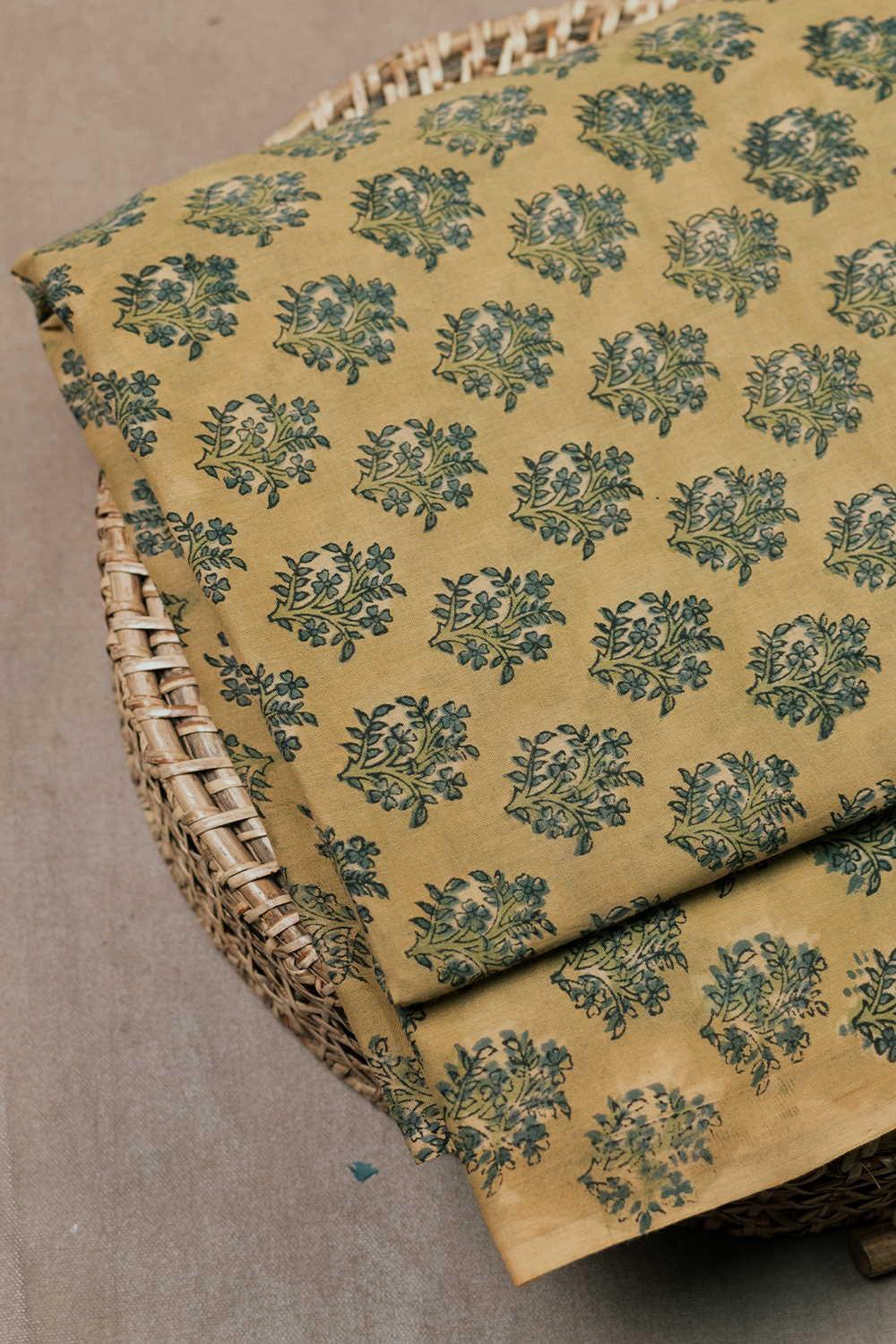 Yellow Charm Sanganeri Mul Cotton Fabric - 0.75m