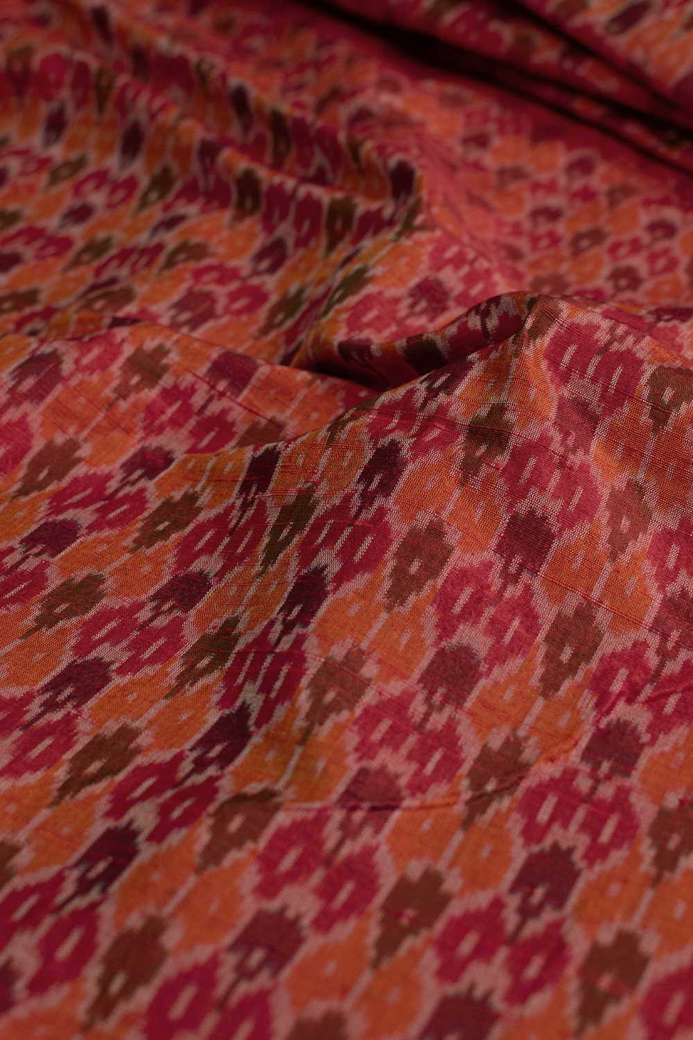 Multi-Colored Motifs Ikat Raw Silk Fabric - 1.8m - Image 3