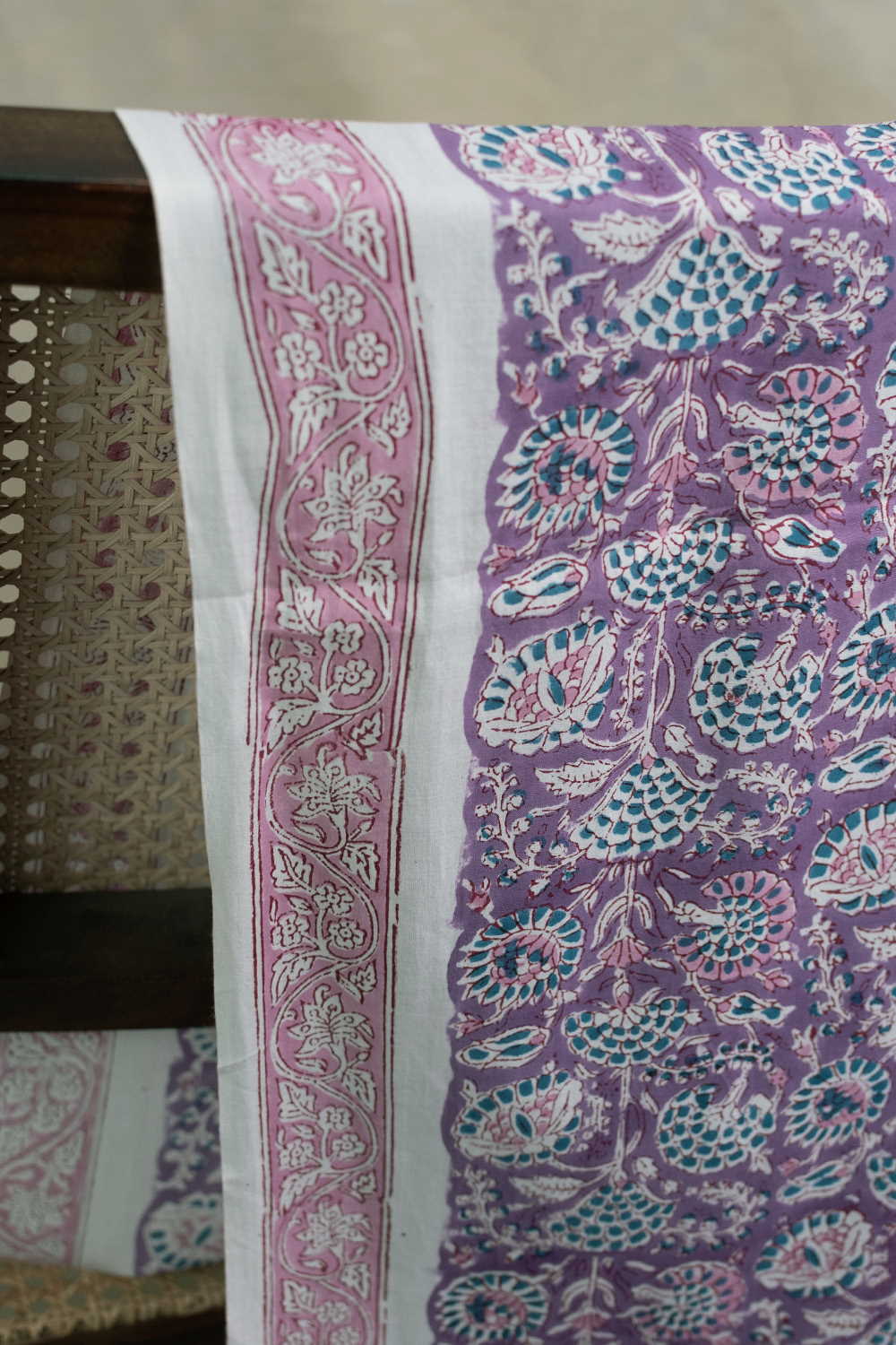 Purple Garden Sanganeri Cotton Fabric - 0.8m