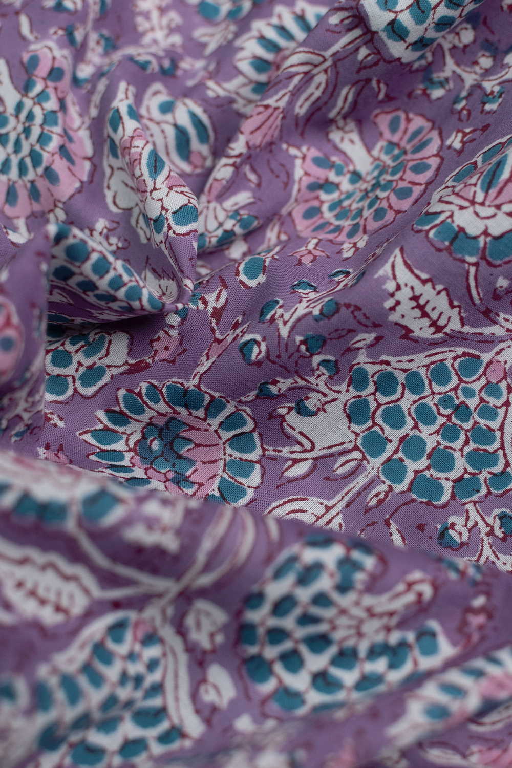 Purple Garden Sanganeri Cotton Fabric - 0.75m - Image 2