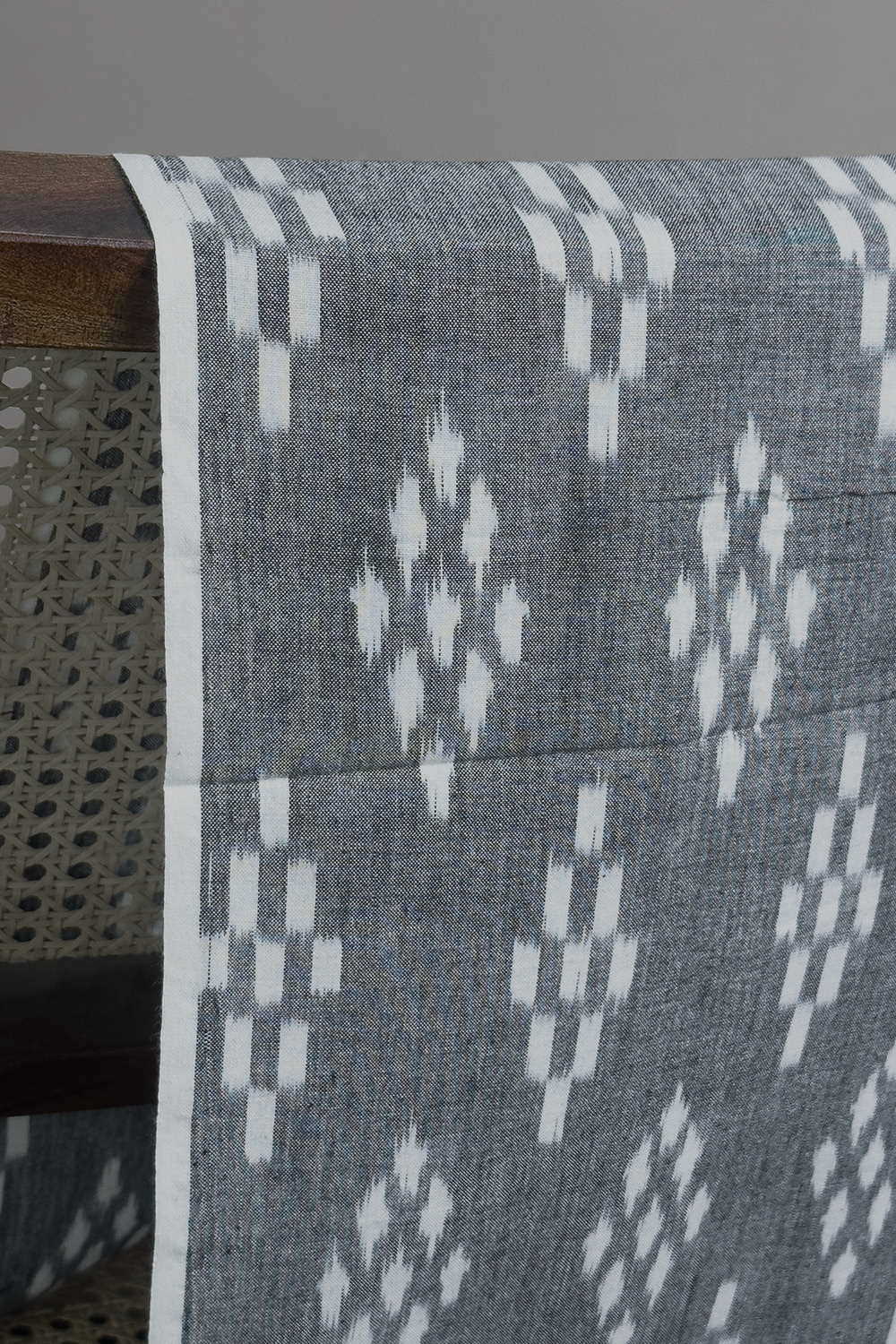 Cream Butta - Ash Grey Ikat Cotton Fabric - 0.5m - Image 2