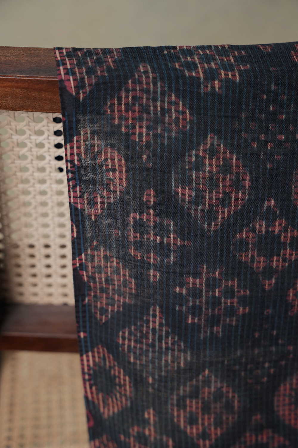Patterned Design Ajrak Linen Fabric - 0.9m - Image 3