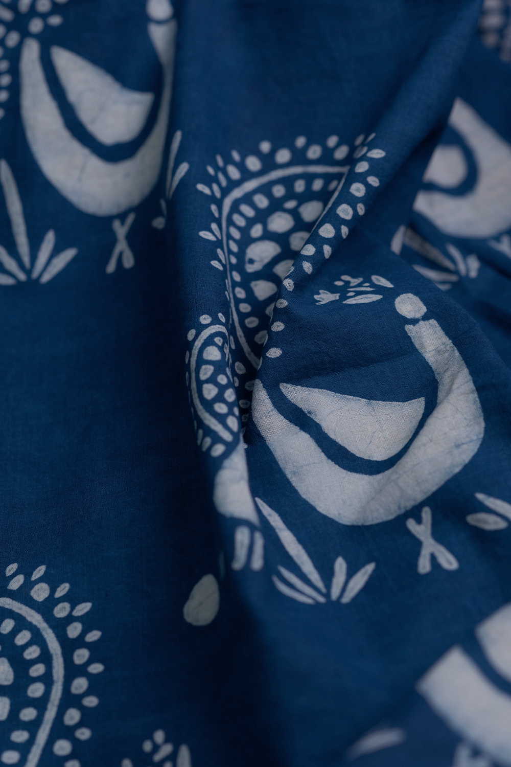 Peacock Tales Dabu Cotton Fabric - 0.5m - Image 3