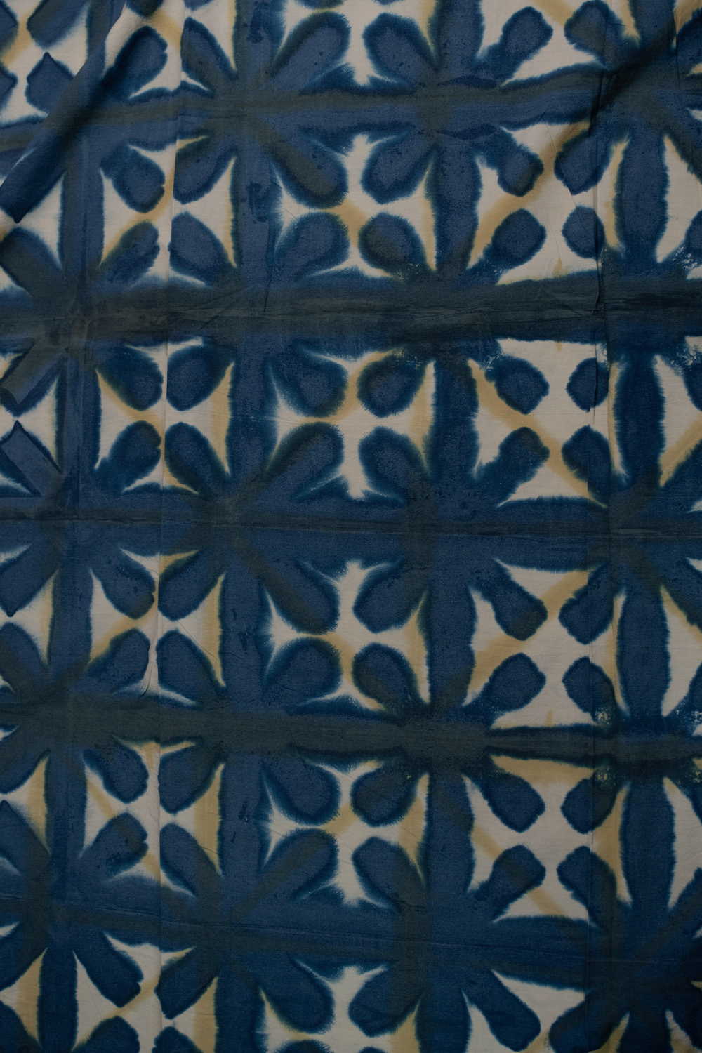 Indigo with Cream Tie & Dye Cotton Fabric - 0.65m - Image 3