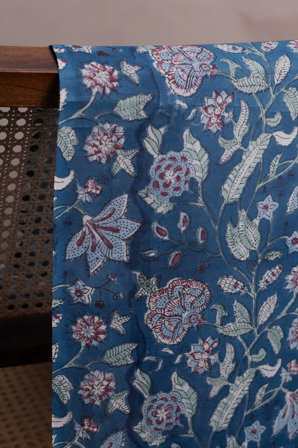 Blue Garden Sanganeri Mul Cotton Fabric - 0.8m