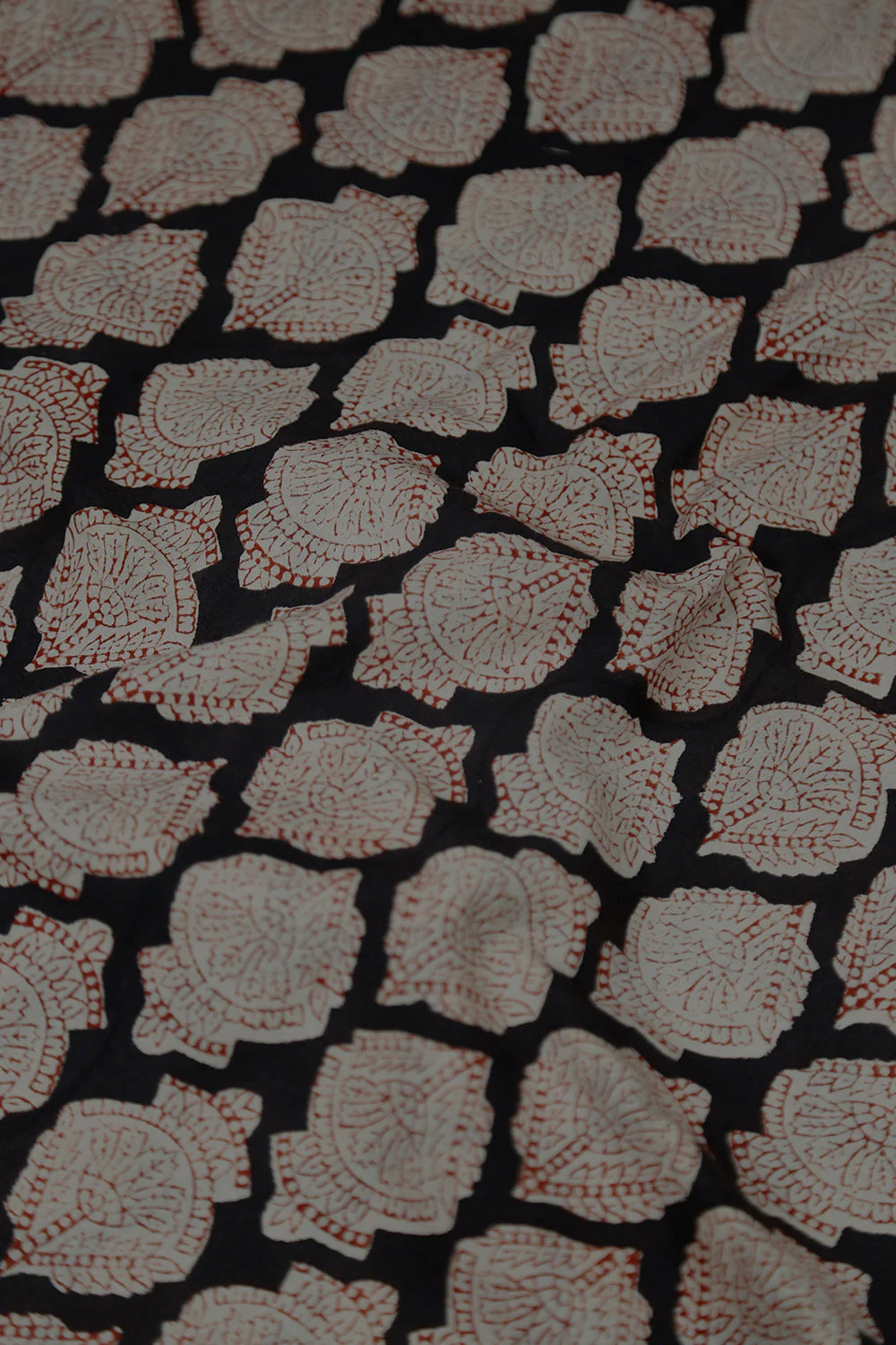 Big Butta on Black Bagru Cotton Fabric -1.3m - Image 3