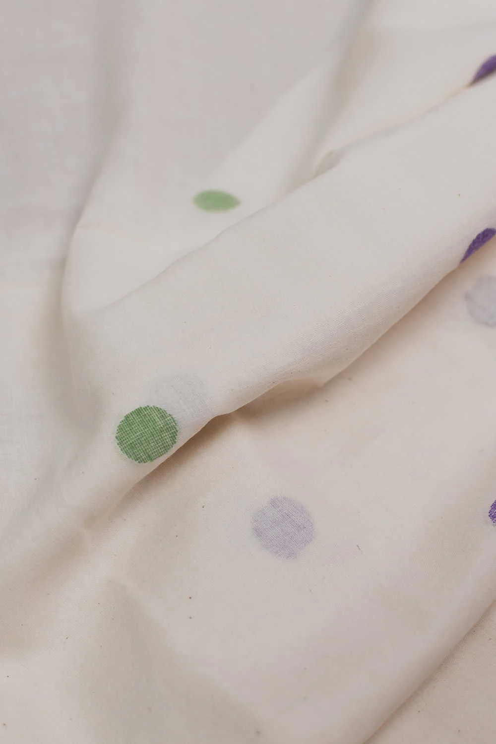 Multi-Colored Butta on Cream Jamdani Cotton Fabric - 0.5m - Image 2