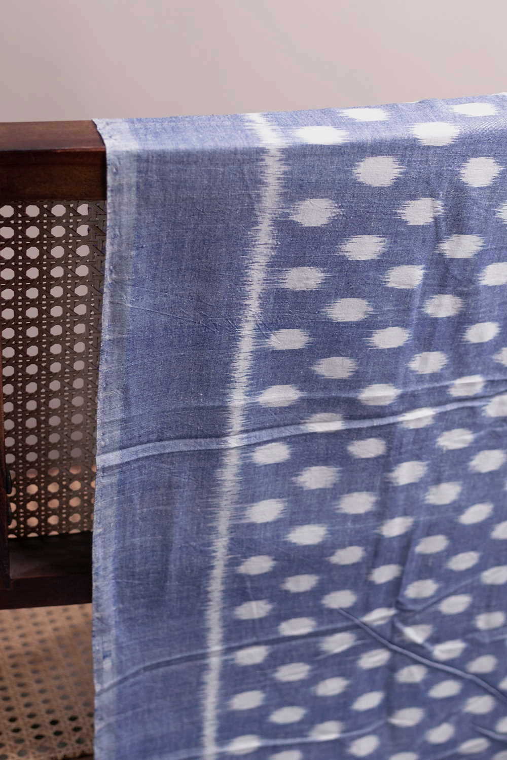 Cream Polka Butta Orissa Ikat Cotton Fabric 1.8m